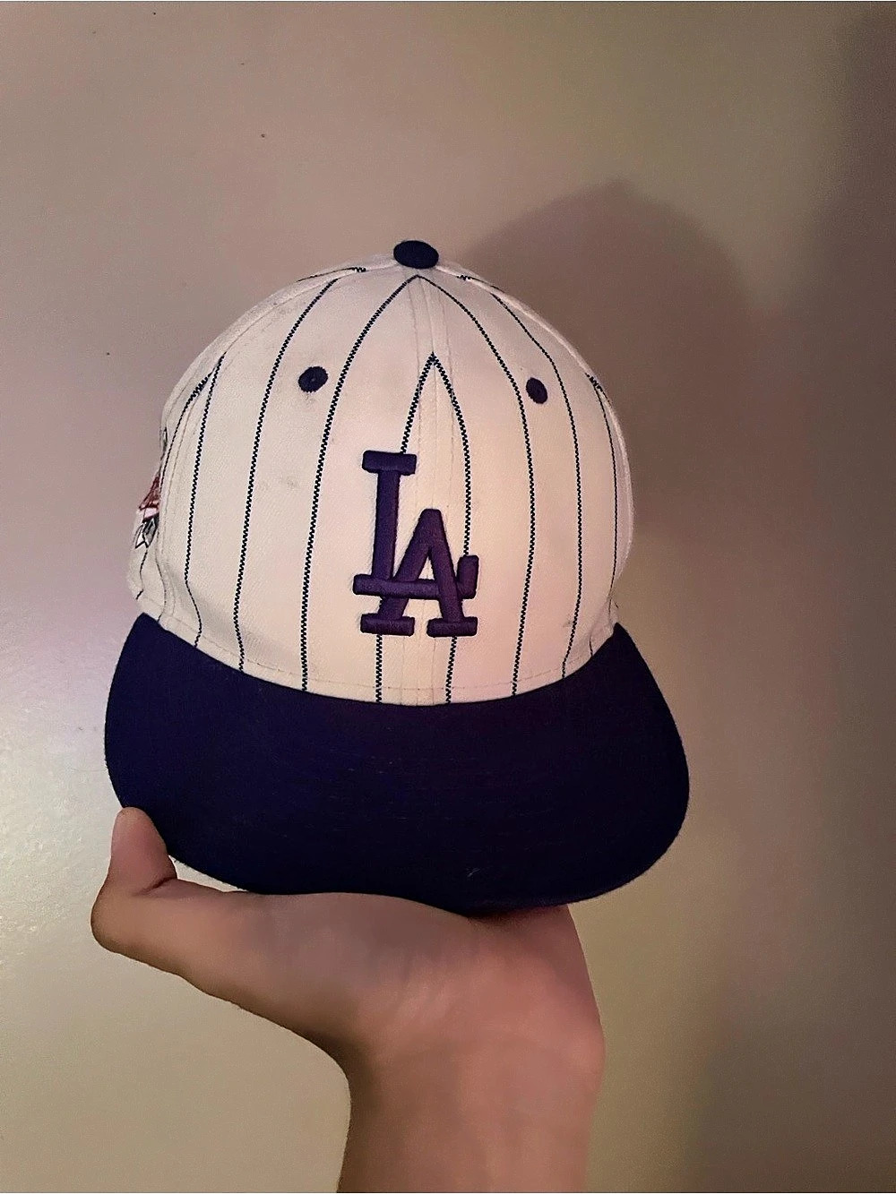 New Era 59FIFTY Pinstripe Fitted Hat White & Black Size 7 1/4